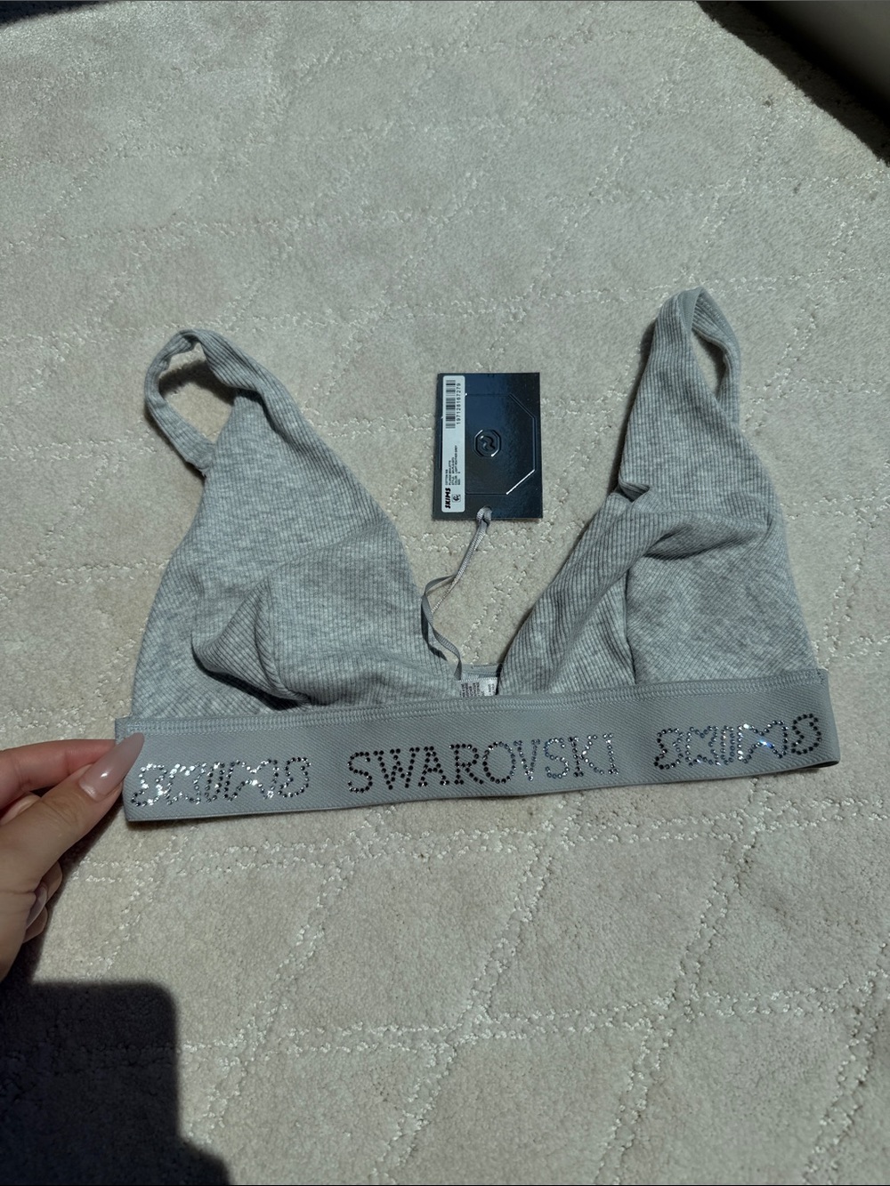 Swarovski SKIMS Gray Crystal Logo Bralette